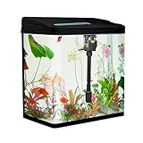 VIALIA Aquarium Komplettset mit LED-Beleuchtung, Pumpe und Filter, 38x24x43 cm, 30 Liter, Schwarz, Glasbecken für Fische und Wasserpflanzen